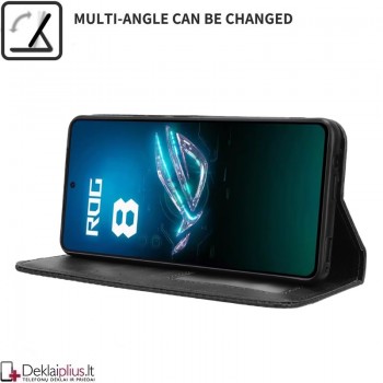Dirbtinės odos atverčiamas dėklas su skyreliais - juodas (Asus Rog Phone 8/8 Pro) Dirbtinės odos atverčiamas dėklas su skyreliais - juodas (Asus Rog Phone 8/8 Pro)